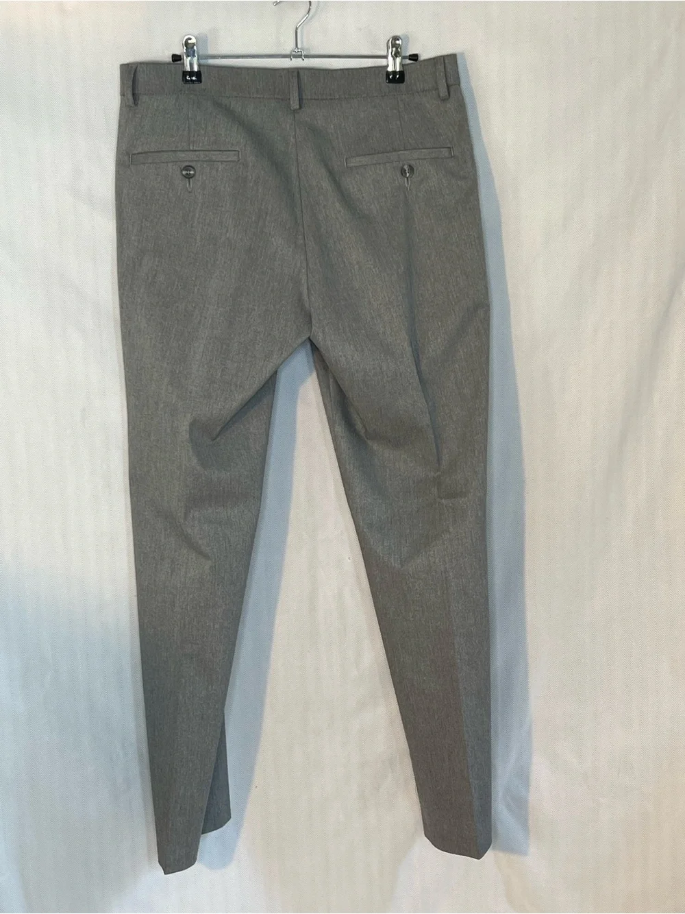 Haggar Grey Pants Iron Free Premium Straight Flat Front Business Casual 32X29 👍